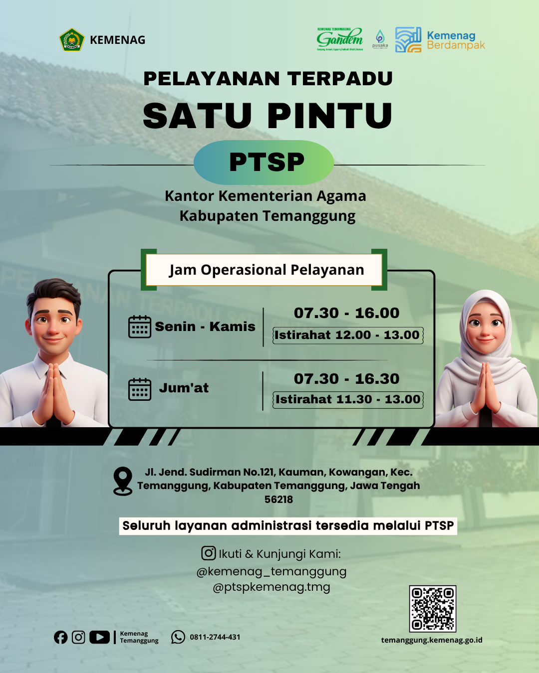 Poster Jam Operasional Pelayanan PTSP Kemenag Kabupaten Temanggung